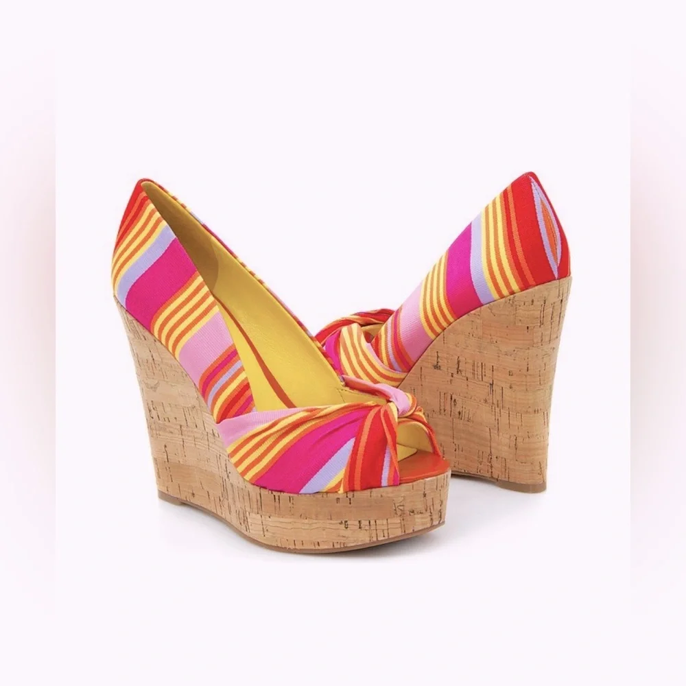 Nine West Chillpill Peep Toe Platform Wedge Sandals - Picture 1 of 8